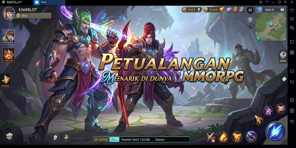 Screenshot gameplay dari 8368SLOT yang menunjukkan pertarungan epik dalam dunia MMORPG.