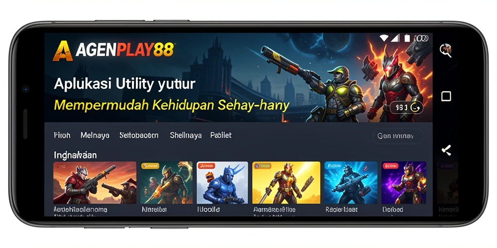 Screenshot AGENPLAY88 menunjukkan antarmuka aplikasi Utility yang user-friendly.