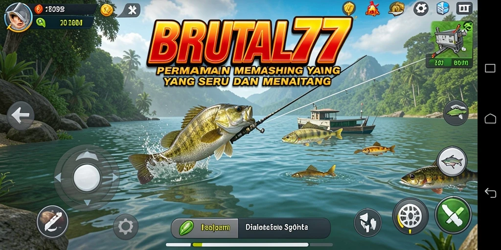 Tampilan gameplay BRUTAL77 dengan suasana memancing yang realistis.