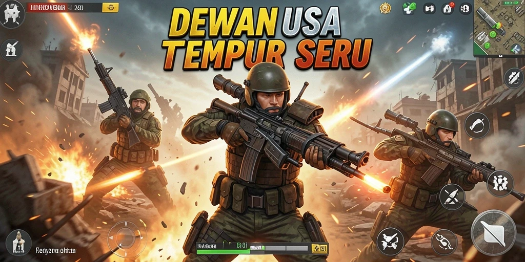 Tangkapan layar DEWANUSA dengan aksi tembak-menembak seru.