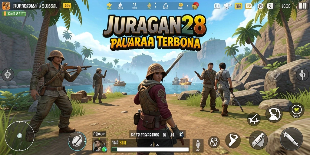 Screenshot utama JURAGAN28 menampilkan gameplay di dunia terbuka yang luas.