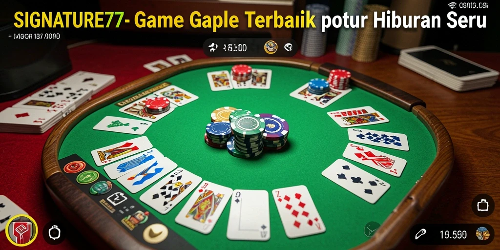 Screenshot SIGNATURE77 menampilkan gameplay Gaple yang seru dan interaktif.