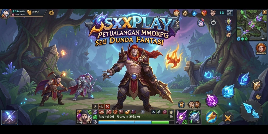 Screenshot utama SXXPLAY menunjukkan aksi seru dalam pertempuran MMORPG.